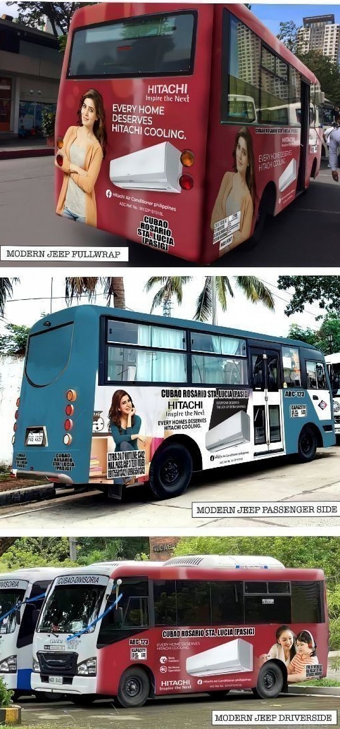 Transit advertising Philippines, modernized ejeepney ads, rear or semi wrap: Modernized E-Jeepney advertising has quickly risen to prominence as a highly effective and budget-friendly marketing tool that enables businesses to connect with a wide range of captive audiences. Its extensive coverage and prominent visibility have solidified its position as a key player in the advertising industry.